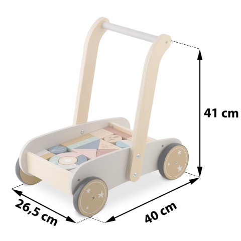 Drewniany chodzik pchacz z klockami NK-856 Nukido