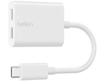 Adapter Dual USB-C Audio + Charge Rockstar białe