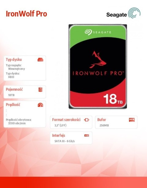 Dysk IronWolf Pro 18TB 3,5 ST18000NT001