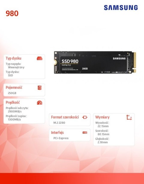 Dysk SSD 980 250GB Gen3.0x4 NVMeMZ-V8V250BW