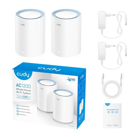 Cudy M1200 2-pack Dual-band (2.4 GHz/5 GHz) Wi-Fi 5 (802.11ac) Biały 1 Wewnętrzne