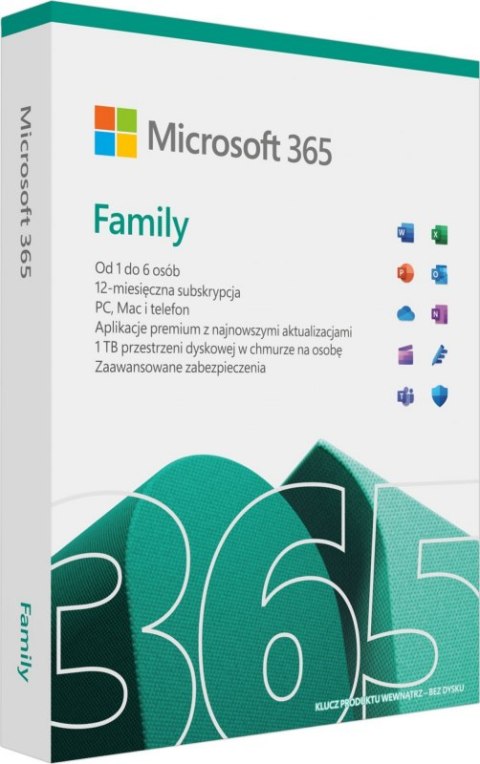 Microsoft 365 Family PL P10 1Y MICROSOFT 6GQ-01940 Subskrypcja Ilość komputerów - 5