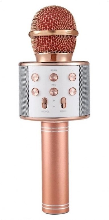 MIKROFON KARAOKE BEZPRZEWODOWY GŁOŚNIK BLUETOOTH ROSE GOLD