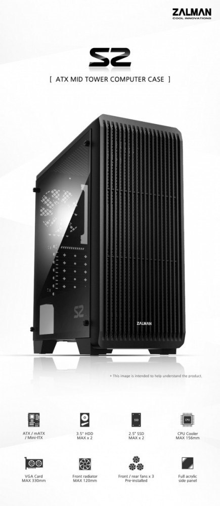 Obudowa S2 ATX Mid Tower PC Case 120mm fan