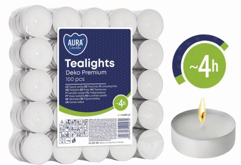 AURA Podgrzewacze Tealights Deko Premium 4h 100 szt. pf10-100s