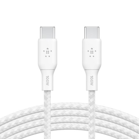 Kabel w oplocie USB-C do USB-C 100W 3m biały