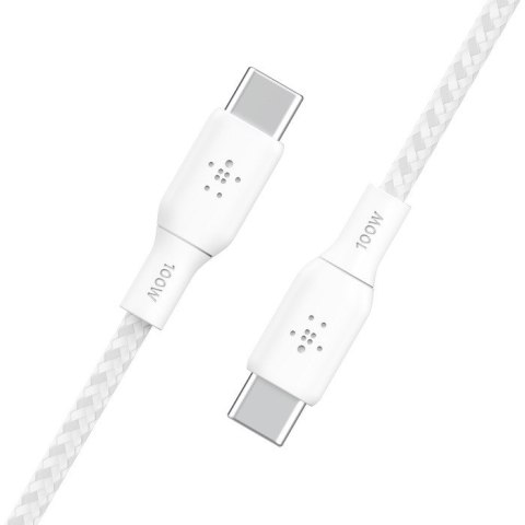 Kabel w oplocie USB-C do USB-C 100W 3m biały