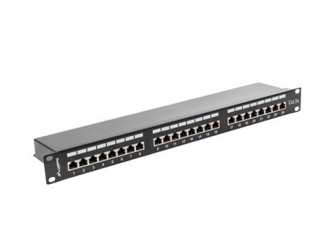 Patch Panel 24 Port 1U Kat.5E czarny ekranowany