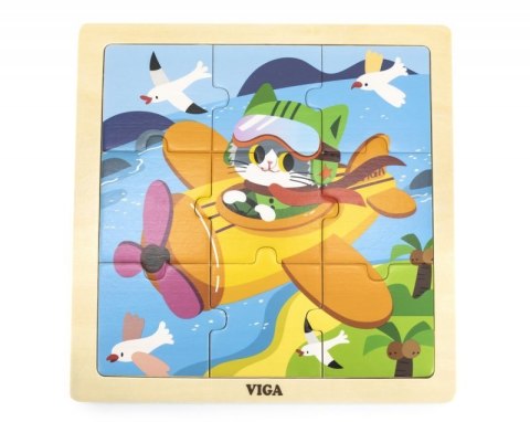 Viga 44632 Puzzle na podkładce 9 elementów - samolot