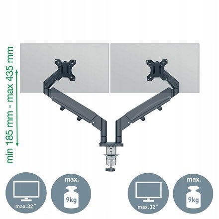 Ramię do monitora podwójne Ergo ciemnoszare 65370089 LEITZ