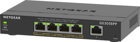 NETGEAR 5-Port Gigabit Ethernet High-Power PoE+ Plus Switch (GS305EPP) Zarządzany L2/L3 Gigabit Ethernet (10/100/1000) Obsługa P