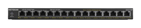 Netgear GS316P Nie zarządzany Gigabit Ethernet (10/100/1000) Obsługa PoE Czarny