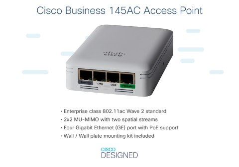 Cisco CBW145AC-E punkt dostępowy WLAN Szary Obsługa PoE