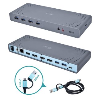 I-tec CADUAL4KDOCK stacja dokująca Przewodowa USB 3.2 Gen 1 (3.1 Gen 1) Type-C Czarny, Turkusowy