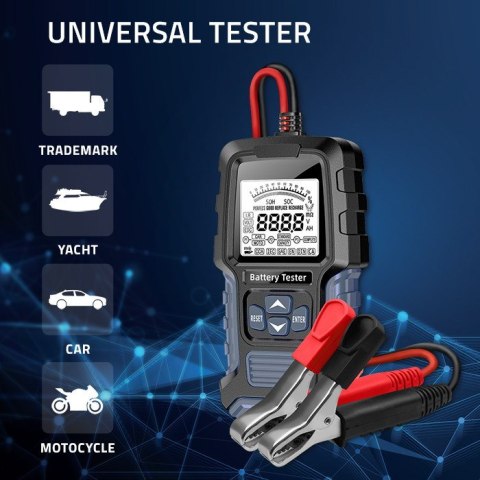 Qoltec Cyfrowy tester akumulatora z wyświetlaczem LCD | 12V | 24V | 3Ah-400Ah