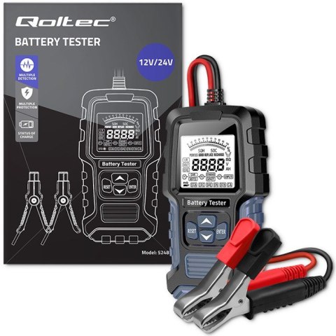 Qoltec Cyfrowy tester akumulatora z wyświetlaczem LCD | 12V | 24V | 3Ah-400Ah