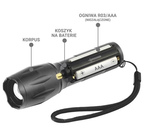 Latarka ręczna diodowa (LED) FL-600 z diodą CREE XM-L2 18650 / 3x AAA (R03)