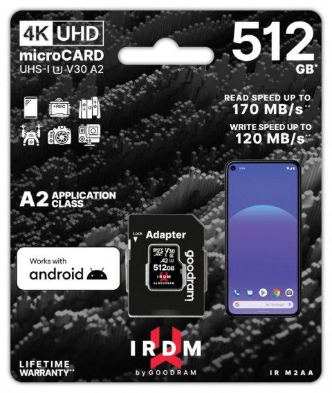 Karta pamięci microSD IRDM 512GB UHS-I U3 A2 + adapter