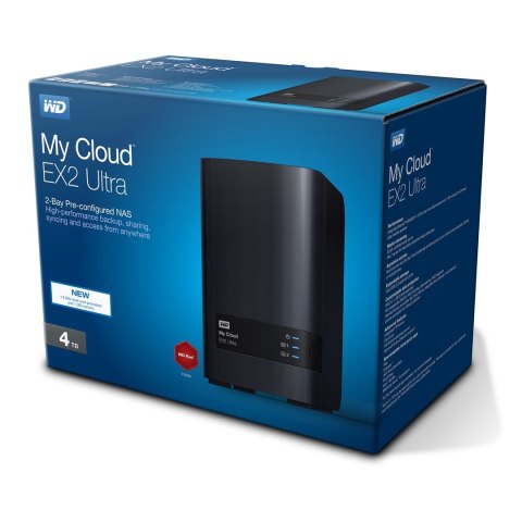 Western Digital My Cloud EX2 Ultra NAS Komputer stacjonarny Marvell Armada 385 1 GB DDR3 4 TB HDD My Cloud OS Czarny