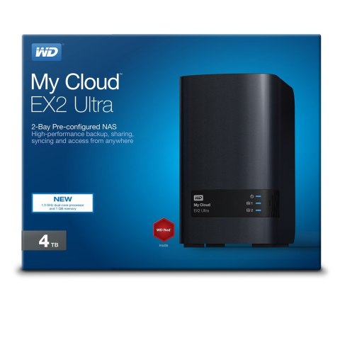 Western Digital My Cloud EX2 Ultra NAS Komputer stacjonarny Marvell Armada 385 1 GB DDR3 4 TB HDD My Cloud OS Czarny