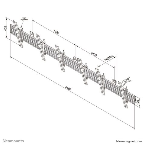 Neomounts NMPRO-WMB3 uchwyt do tablic informacyjnych 139,7 cm (55") Czarny