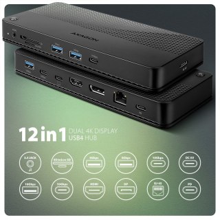 HMC-U4 Wieloportowy hub USB 12in1 USB 4.0 40Gbps LAN HDMI DP PD audio