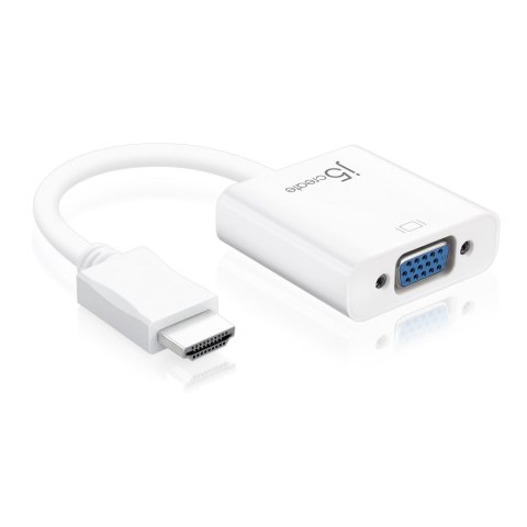 Adapter j5create HDMI to VGA Adapter (HDMI m - VGA f 3.5mm Audio f 10cm; kolor biały) JDA213-N