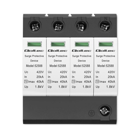 Qoltec Ogranicznik ochronnik przepięć AC | 4P | 420V | T2 | C