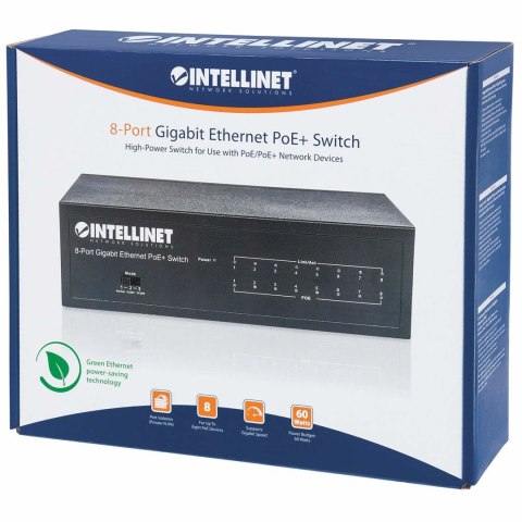 INTELLINET GIGABIT SWITCH 8X 10/100/1000 RJ45 POE+