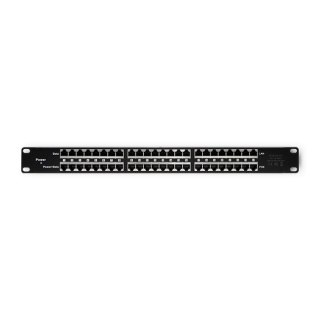 QOLTEC PATCH PANEL RACK | 48V | 24 PORTY | PASSIVE POE INJECTOR | CZARNY