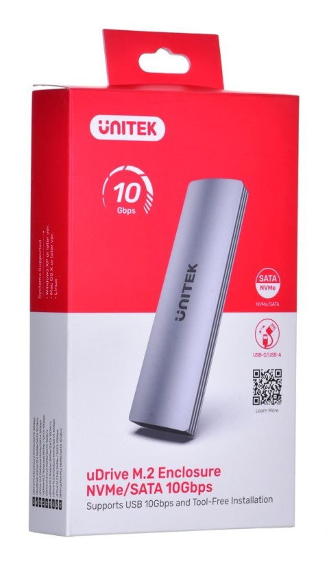 UNITEK OBUDOWA M.2 USB 3.2 Gen2 Type-C M.2 NVME/SATA SSD