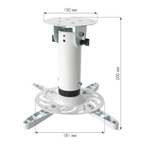 Ramię do projektora 20 cm, sufitowe, 15kg białe