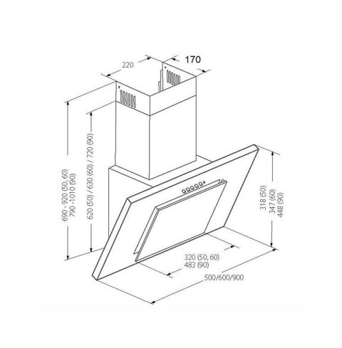 Okap AKPO WK-4 NERO 2.0 60 CZARNY T300 Liniowy LED/Siłownik