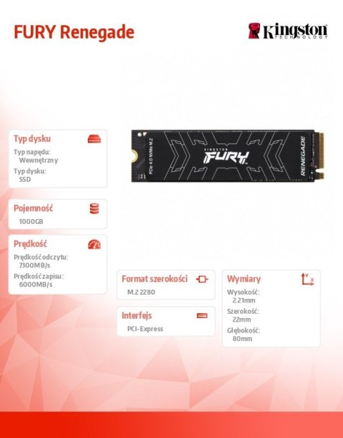 Dysk SSD FURY Renegade 1000G PCIe 4.0 NVMe M.2