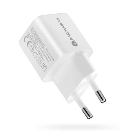 Ładowarka sieciowa 230V EVERACTIVE SC-330Q 1xUSB-A + 1xUSB-C 20W biała