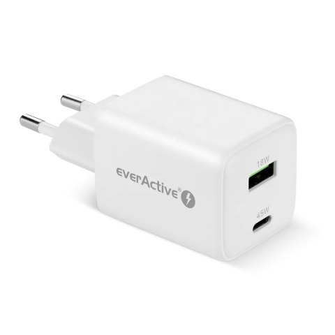 Ładowarka sieciowa 230V EVERACTIVE SC-450Q 1xUSB-A + 1xUSB-C 45W biała