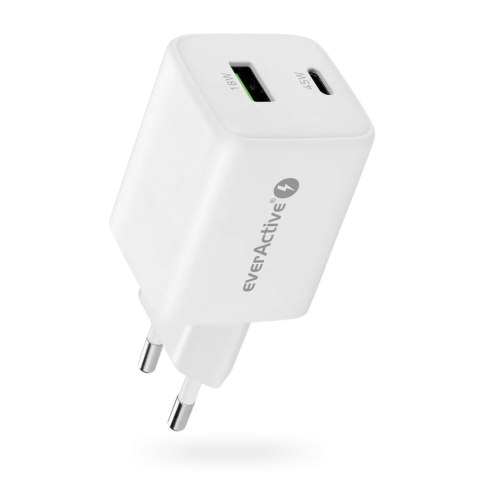 Ładowarka sieciowa 230V EVERACTIVE SC-450Q 1xUSB-A + 1xUSB-C 45W biała