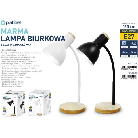 Lampka biurkowa PLATINET MARMA E27 metalowa czarna (46007)