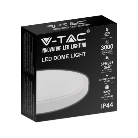 Plafon V-TAC 30W LED Okrągły IP44 42cm Biały VT-8630W-RD SKU 7621 3000K 3000lm