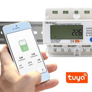 Trójfazowy elektroniczny licznik | miernik zużycia energii na szynę DIN | 400V | LCD | Wi-Fi