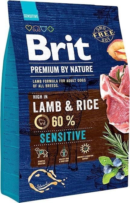 BRIT PREMIUM BY NATURE Sensitive Lamb & Rice - sucha karma z jagnięciną i ryżem dla psa - 3 kg