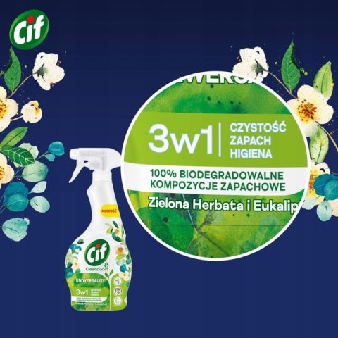 CIF Cleanboost Uniwersalny 3w1 Spray Czyszczacy Zielona Herbata i Eukaliptus