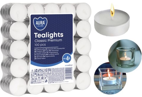 AURA Podgrzewacze Tealights Classic Premium 4h 100 szt. pf11-100s