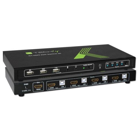 Przełącznik KVM HDMI/USB 4x1 z Audio 4K*60Hz Techly