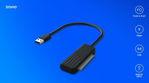 Adapter SATA żeński - USB 3.0 męski do dysków 2,5, AK-38