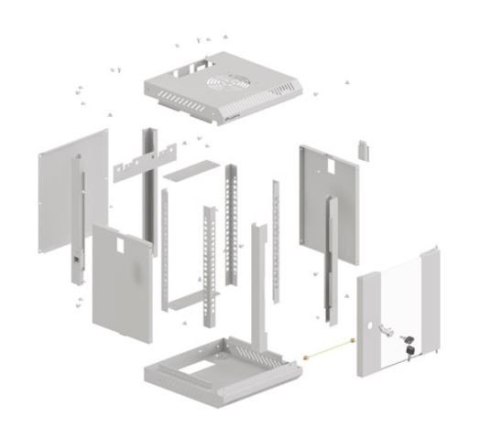 Szafa instalacyjna rack wisząca 10 cali 6U 300x300 szara