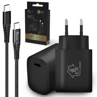 Zestaw Smart Life USB Type-C do Type-C, 200cm,Czarny + Ładowarka18W PD3.0 czarna