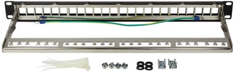 LOGILINK- Patchpanel Keystone 24-portowy, ekranowany, czarny