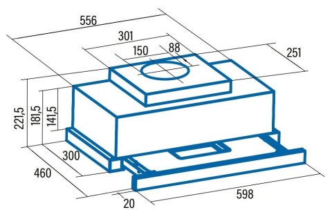 CATA TFH 6630 X /A Hood, Energy efficiency class A+, Width 60 cm, Max 605 m3/h, Touch Control, LED, Stainless steel CATA