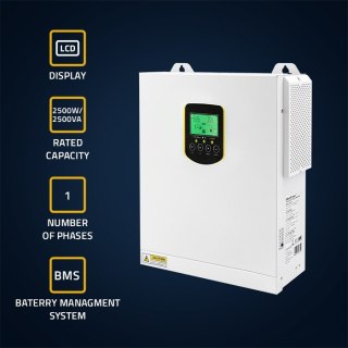 Hybrydowy inwerter solarny Off-Grid 2.5kVA | 2.5kW | 100A | MPPT | LCD | BMS | Sinus